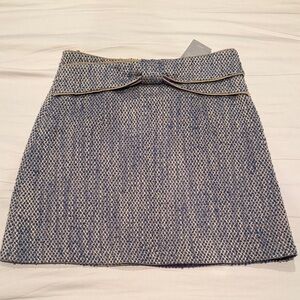 Anthropologie NWT Blue Tweed Skirt with Bow Detail